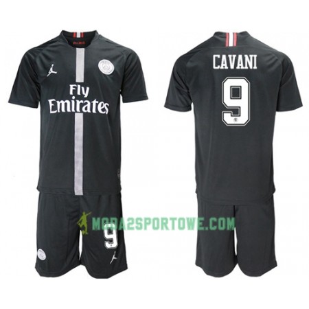 Koszulka Paris Saint-Germain Cavani 9 Jodan Czarny Dziecięcy Trzeci Stroje Piłkarskie 2018/19 Krótki Rękaw